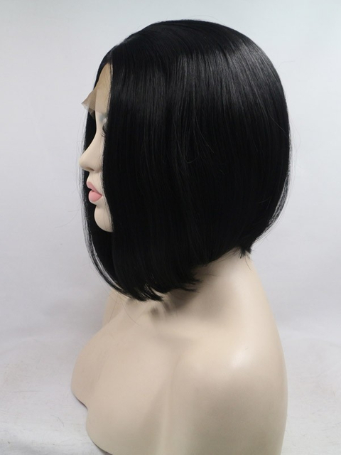 Black Hair Bob Haircut Synthetic Hair Lace Front Wig