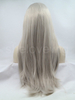 Natural Straight Silver Grey Synthetic Lace Front Wig
