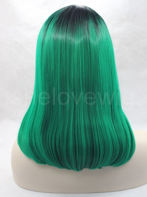 Bob Synthetic Lace Front Ombre Black with Green