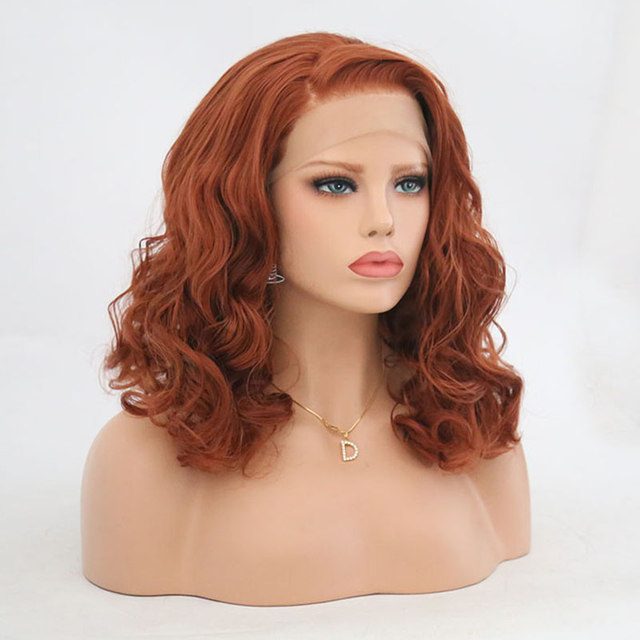 Popular Black Gray Wavy Synthetic Lace Front Wig