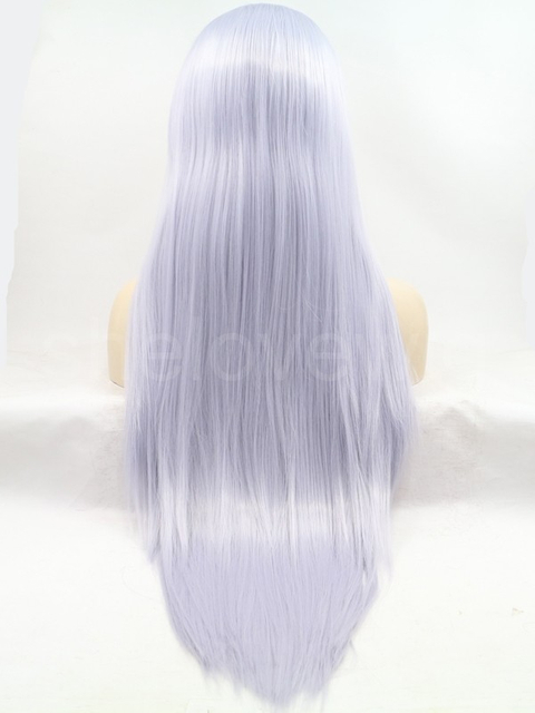 White Blue Synthetic Lace Front Wig Natural Straight