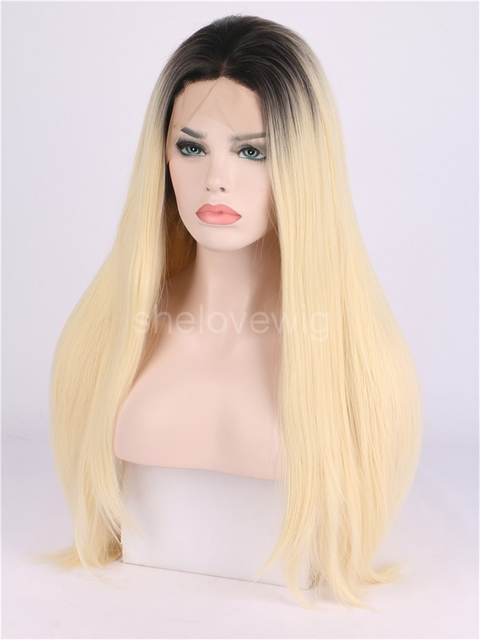 Women's Synthetic Hair Lace Front Wig Black Blonde