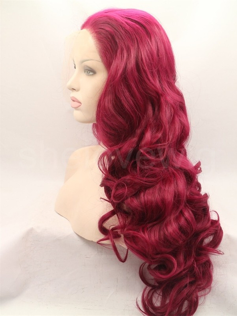 Wave Dark Red Synthetic Hair Lace Front Wigs