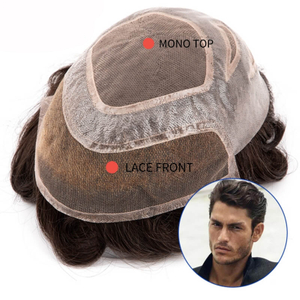 VERSALITE-Lace Front Mono Top Natural Hair Toupee Men Wig Breathable Male Hair Systems 