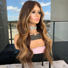 Layer Ombre Dark Blonde Remy Hair Lace Front Wigs High Quality Wavy Full Lace Wigs Brown Root