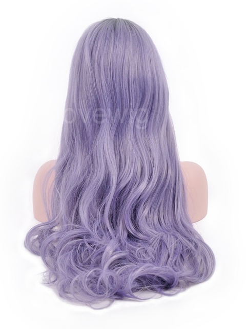 Three Ombre Synthetic Lace Front Wig Black Root Purple