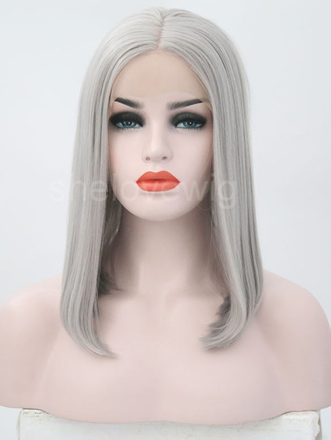 Gery And Green Synthetic Hair Lace Front Wig Free Shipping