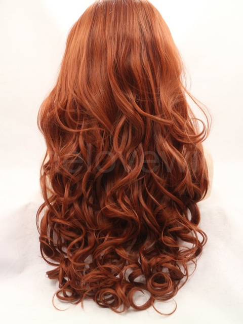 Copper Color Synthetic Lace Front Wig Wave Style