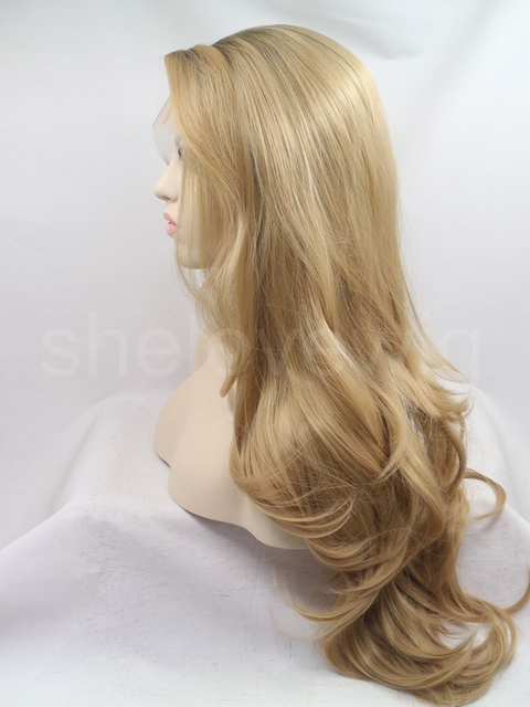 Cheap Price Synthetic Hair Lace Front Wig Wavy Blonde Ombre