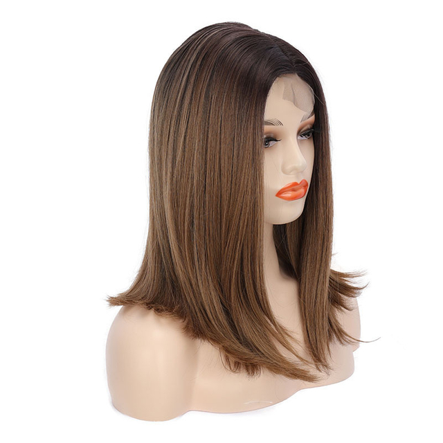 Ombre Synthetic Lace Front Wig Black Pink Wave