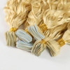 Top Quality Curl Blonde Color Tape in Hair Extension Blue Tape Long Last