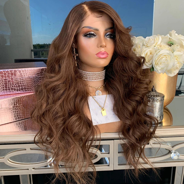 Beauty Wave Human Hair Lace Front Wig Brown Color Remy Hair Full Lace Wig