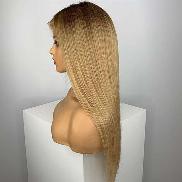 Top Quality Ombre Blonde Virgin Hair Lace Front Wigs Brown Root with Blonde Full Lace Wigs