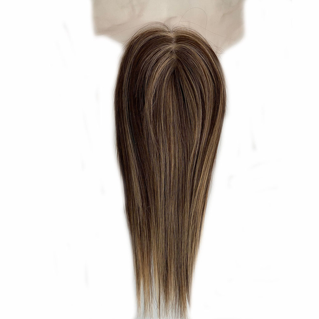 Highlight Color Swiss Lace Hair Toppers with Clips for Thin Hair Custom Size 