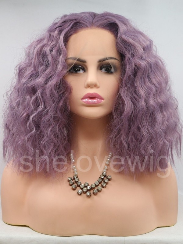 Synthetic Lace Curl Wig with 3inch Parting Short Haircut