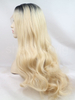 Long Length Synthetic Lace Front Wig Ombre Black Blonde