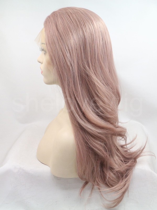 Wave Lace Front Wig Synthetic Hair Good Quality Pink