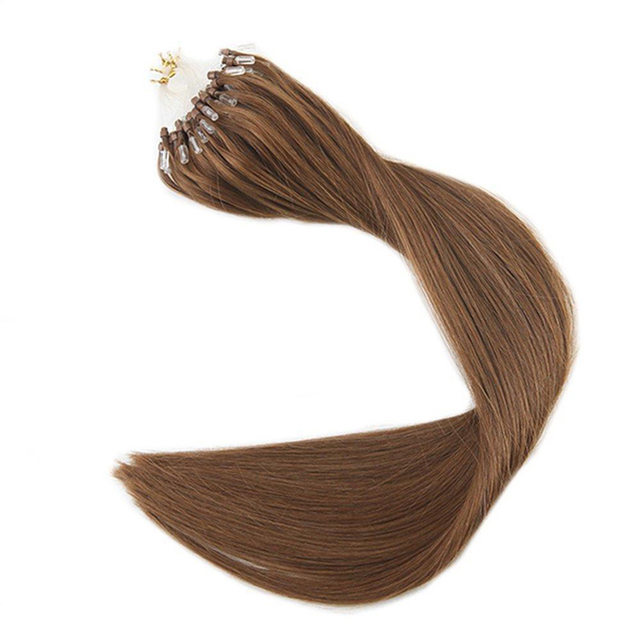 Brown Color Keratin Hair Extensions Top Quality Micro Loop Human Hair Extension