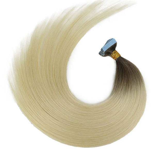 Silk Straight Ombre Blonde Double Side Tape in Hair Extension Skin Wefts Supplier