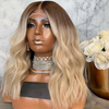 Brown Roots with Blonde Color Virgin Hair Full Lace Wigs Ombre Blonde Lace Front Wigs