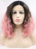 Short Length Synthetic Lace Front Wig Black Pink Wave