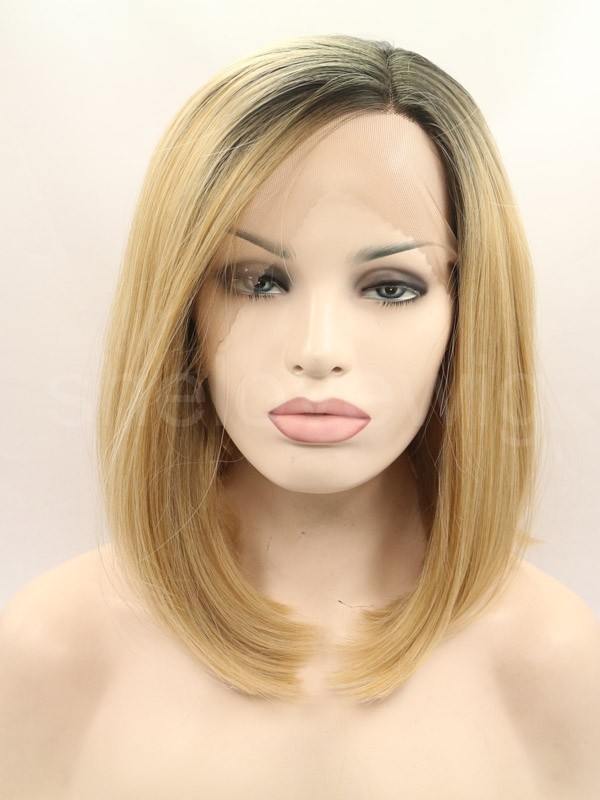 Bob Synthetic Lace Front Wig Black with Blonde Ombre