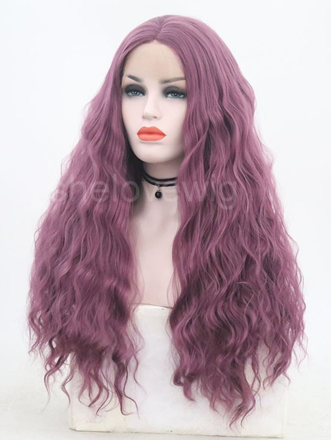 Black Blue Pink Synthetic Lace Front Wig Ombre Wave