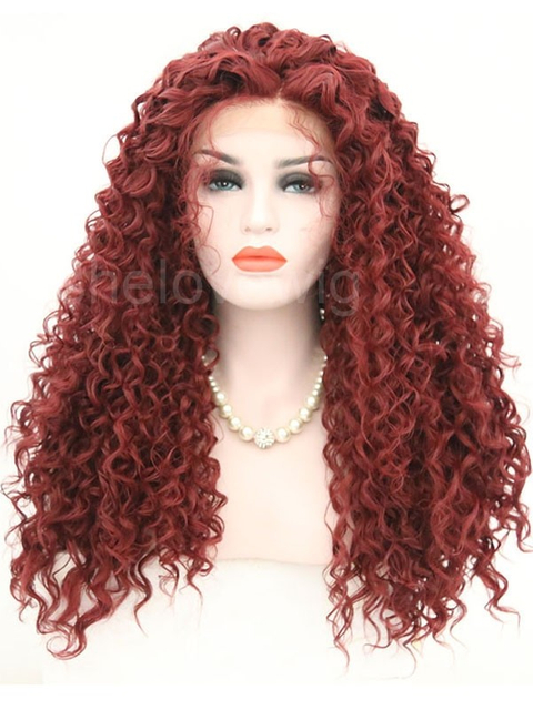 Black Root with Dark Purple Lace Front Wig Synthetic Hair