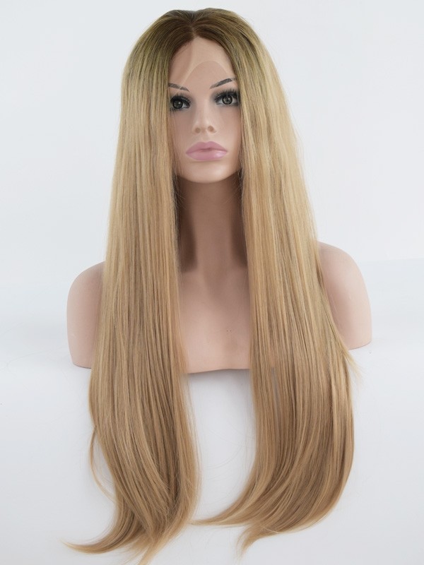 Custom Synthetic Lace Front Wig Straight Ombre Color