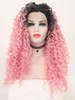 Three Ombre Synthetic Hair Lace Front Wig Wave Black Pink White