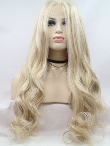 Blonde White Mixed Color Synthetic Lace Front Wig