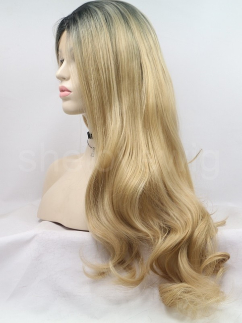 Wave Black Blonde Synthetic Hair Lace Front Wig