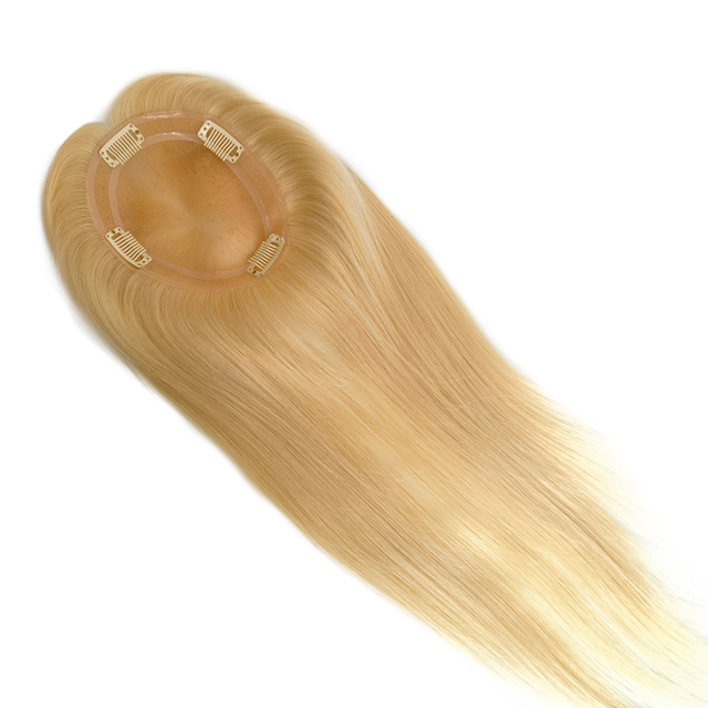 Good Quality Blonde Mono Base Human Hair Topper Virgin Hair Topper for Women Hair Loss Treatment 