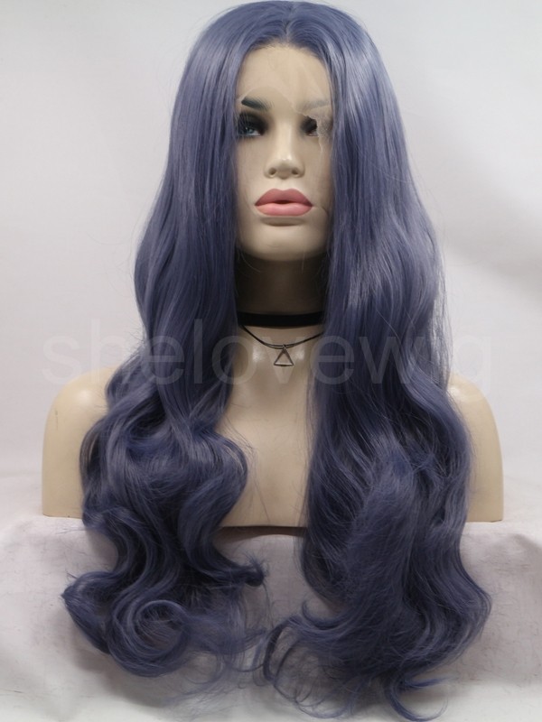 Dark Grey Lace Front Wig Synthetic Hair Lace Wig Wave