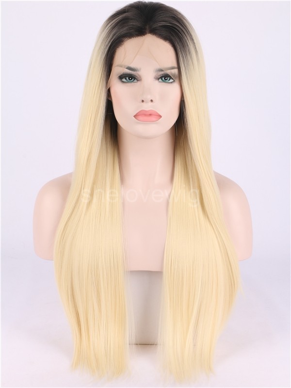 Women's Synthetic Hair Lace Front Wig Black Blonde