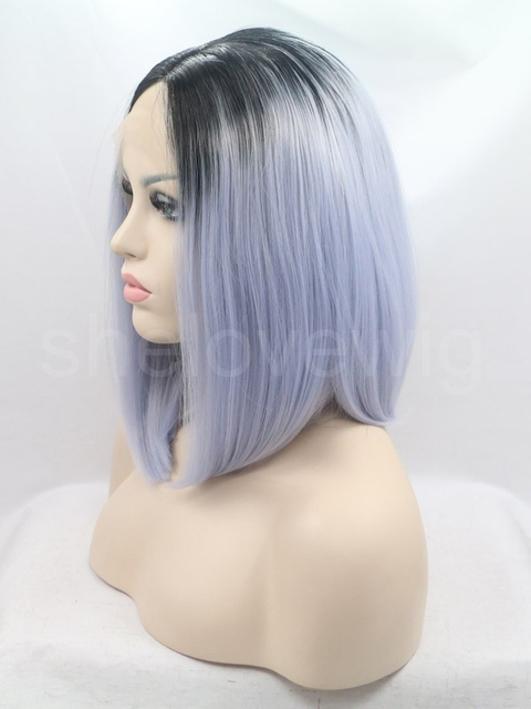 Bob Hair Synthetic Lace Front Wig Black Blue Ombre Color