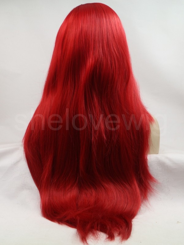 Red Lace Front Wig Synthetic Hair Natural Straight