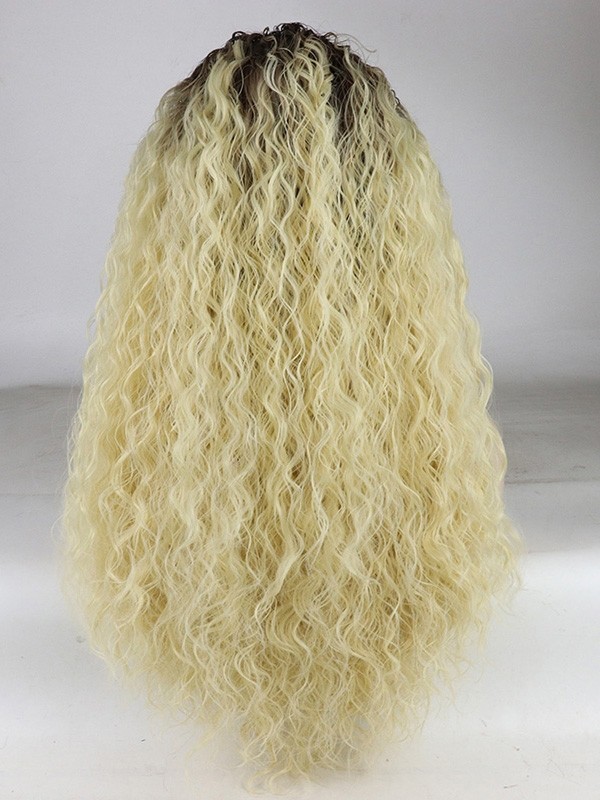 Curl Blonde Hair Lace Front Wig Synthetic Hair Ombre Color