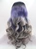 Three Ombre Synthetic Hair Lace Front Wig Black Blue Grey Color