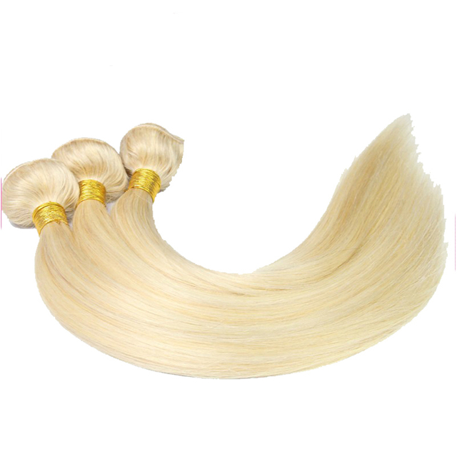 Silk Straight Virgin Human Hair Weave Blonde Color Hair Wefts for White Women