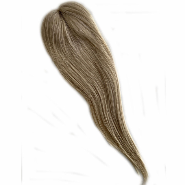 Ash Blonde Silk Top Human Hair Toppers for Women Natural Straight