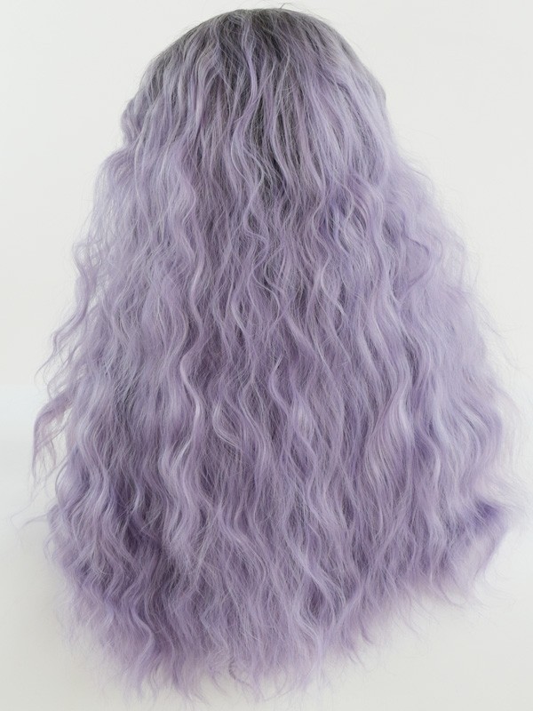 Curl Ombre Front Lace Wig Root Black Light Purple Wig