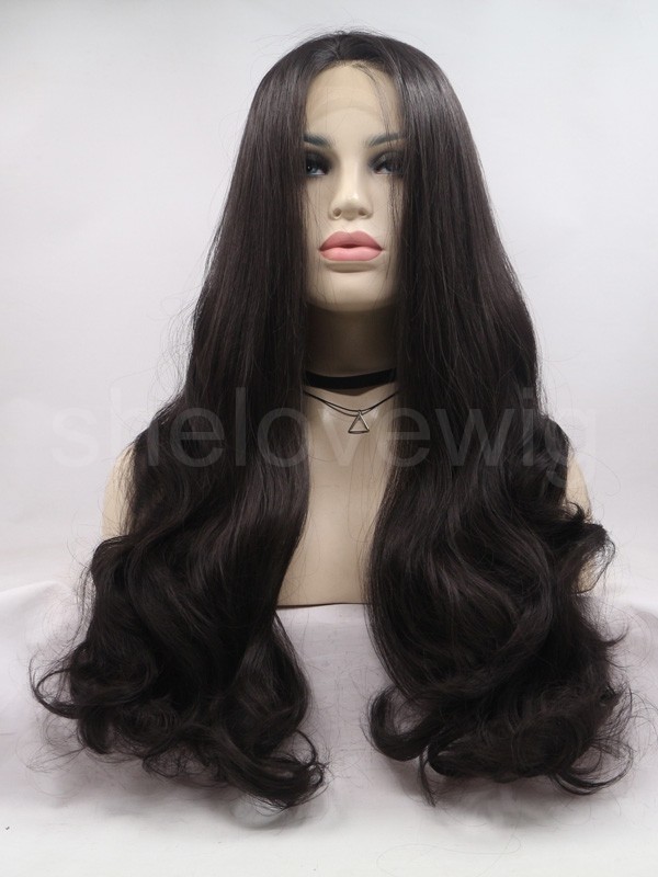 Natural Black Synthetic Hair Lace Front Wig Beauty Wave
