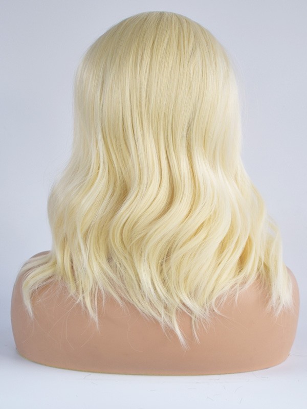 Blonde Color Synthetic Lace Front Wig Wavy Style Short Hair