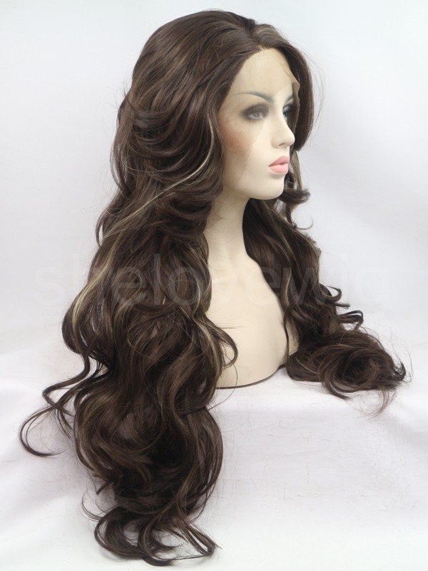 Beauty Wave Synthetic Lace Front Wig Brown Highlight