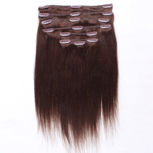 Top Quality Brown Color Clips in Hair Extensions 100% Remy Human Hair