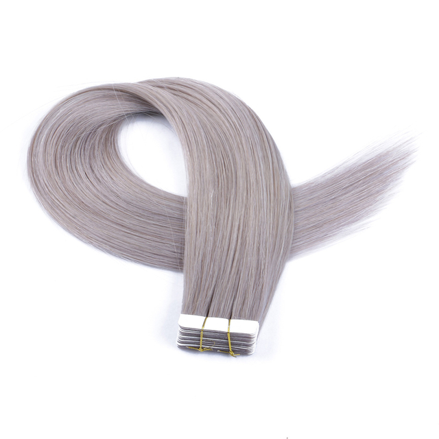 Custom Skin Wefts Human Hair Extension Supplier Grey Color Tape in Hair Extension