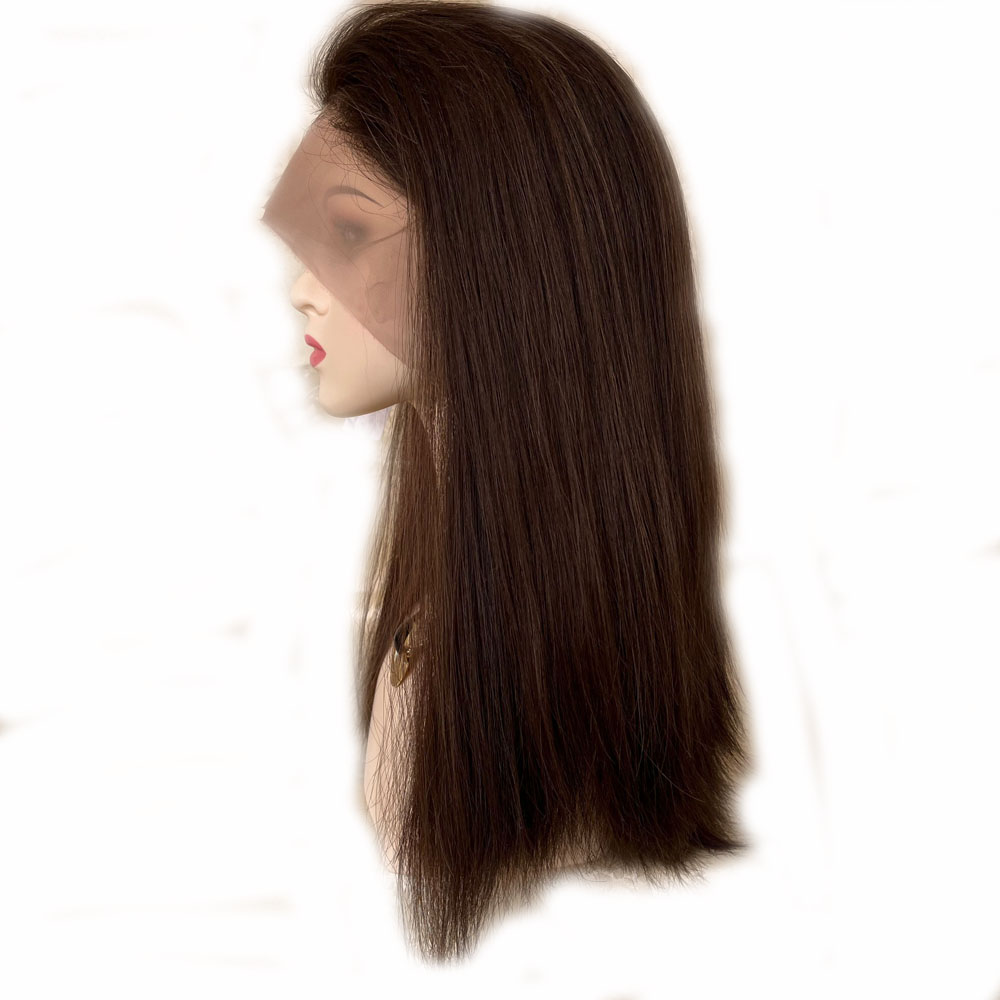 100% Virgin Human Hair Darkest Brown Jewish Wigs HD Lace Invisible Knots