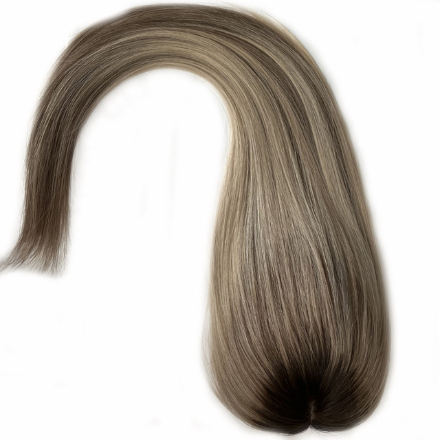 Balayage Hair Silk Top Hair Toppers Ombre Color Virgin Hair Replacement for Women