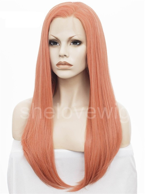 Silk Straight Synthetic Lace Front Wig Dark Pink